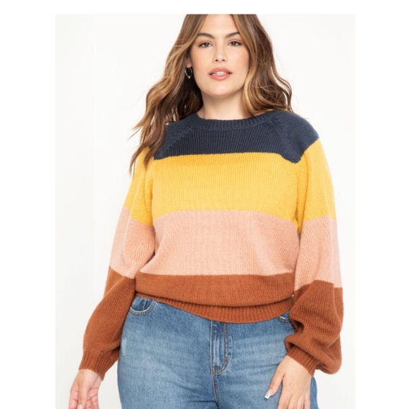 Eloquii Sweaters - Eloquii Elements Multi Stripe Sweater NWT